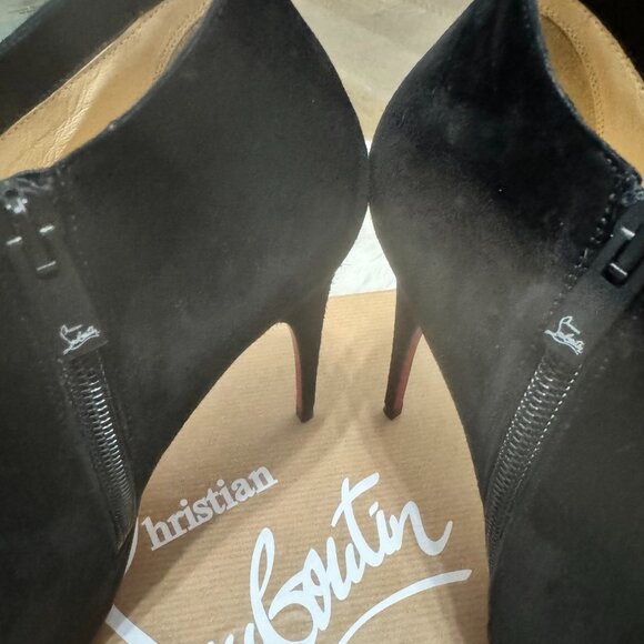 Christian Louboutin Gorgona 100 Veau Velours Black Bootie Size 38 - Picture 7 of 16